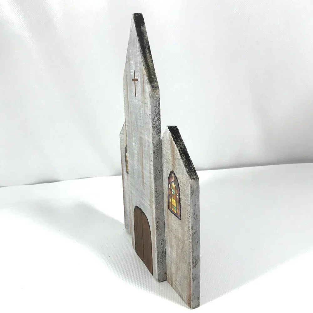 Rustic Wood Church Christmas Nativity Display